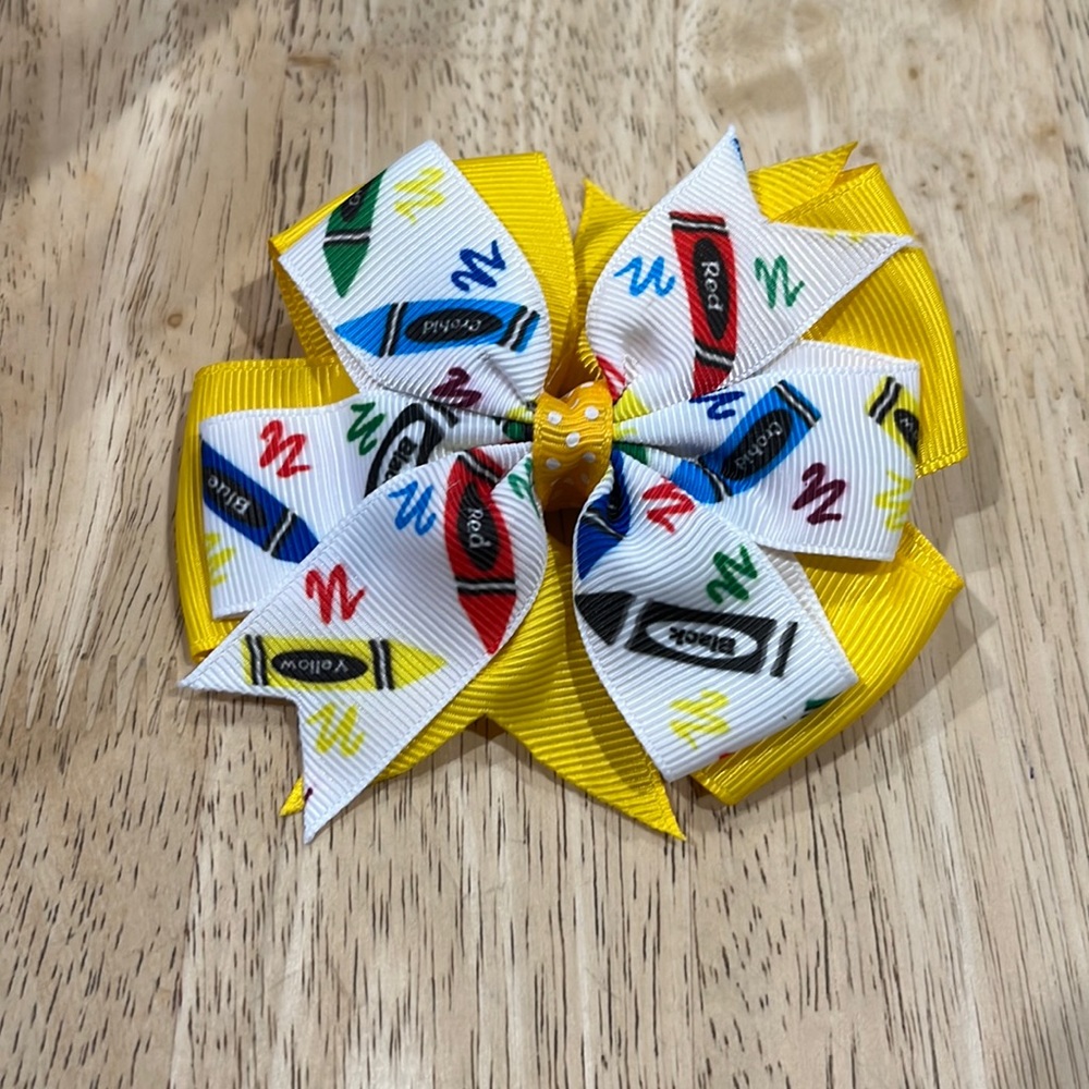 3 for $10 Yellow crayon bow